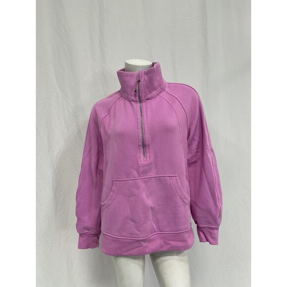 Lululemon 'Scuba' Pink Cotton Oversized Funnel-Neck Half Zip Size XS / S - Picture 2 of 4